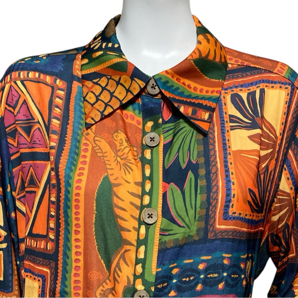 Rachel Zoe Button-Down Tropical Patchwork Floral … - image 7